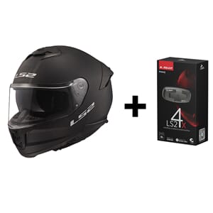 LS2 MC-Integralhjälm FF808 Stream II Matt Svart M/Cardo F4 I